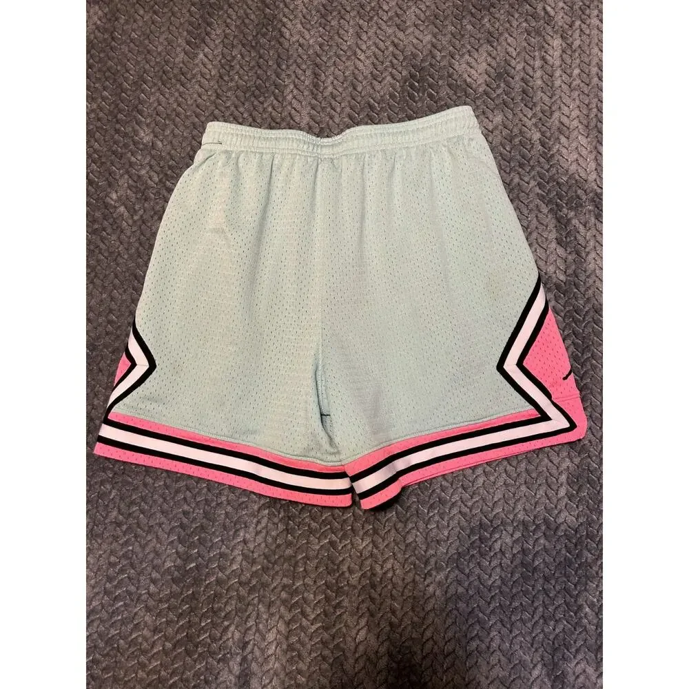 Jordan Essential Diamond Shorts Women's Small Gray Pink Mesh Standard Drawstring